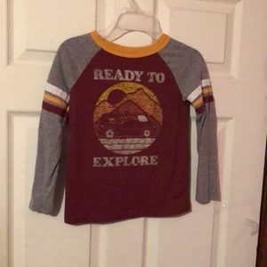 Hot Wheels Maroon Multicolor Long Sleeve T-Shirt Boys 7